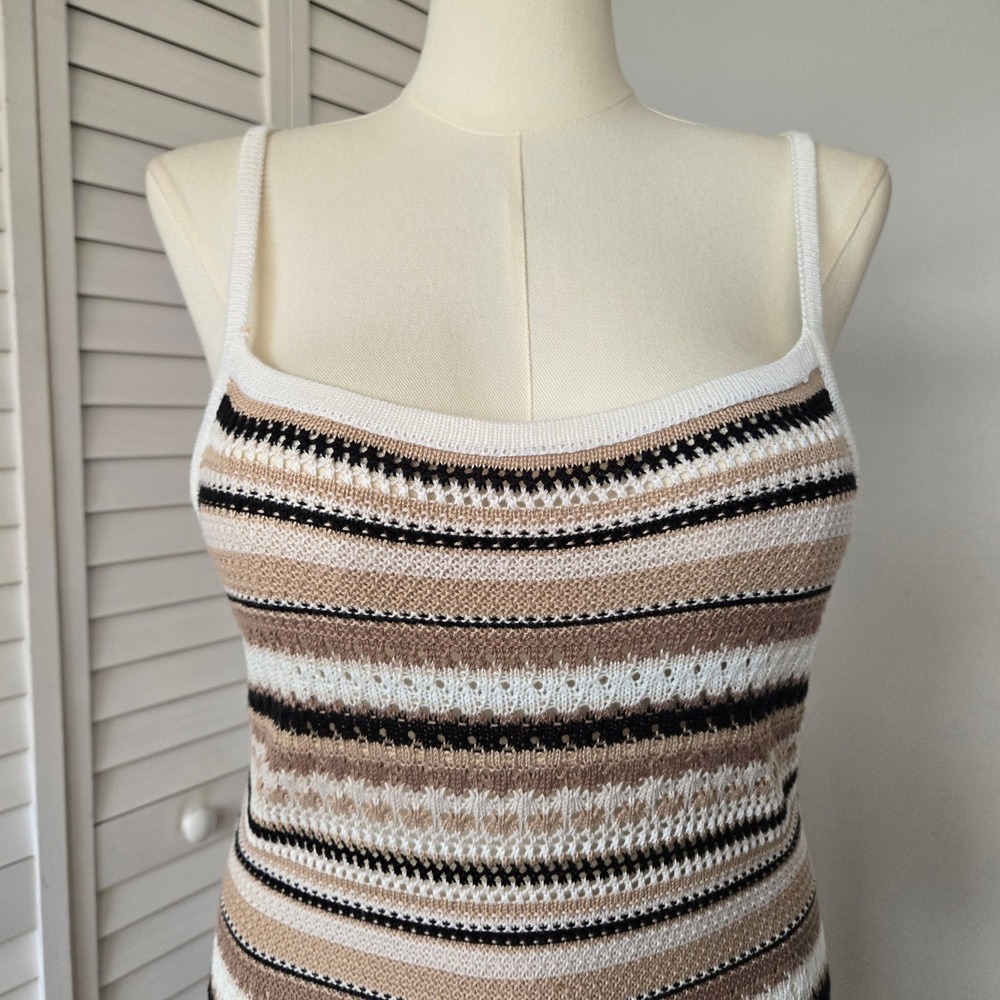 No Boundaries Cream Pointelle Crochet Midi Dress XL Boho Beach Cottage Feminine - Picture 3 of 8